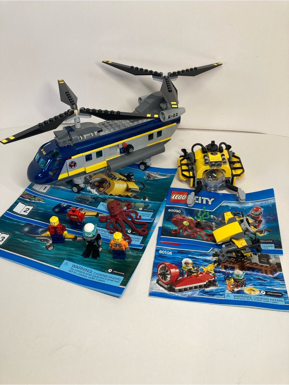 LEGO City 60093 Deep Sea Helicopter With Instructions Missing Minifigures